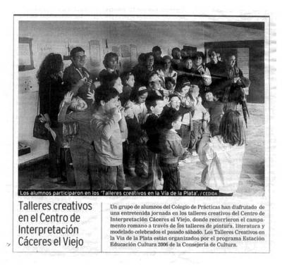TALLERES CREATIVOS EN LA V&Iacute;A DE LA PLATA, 21 DE OCTUBRE